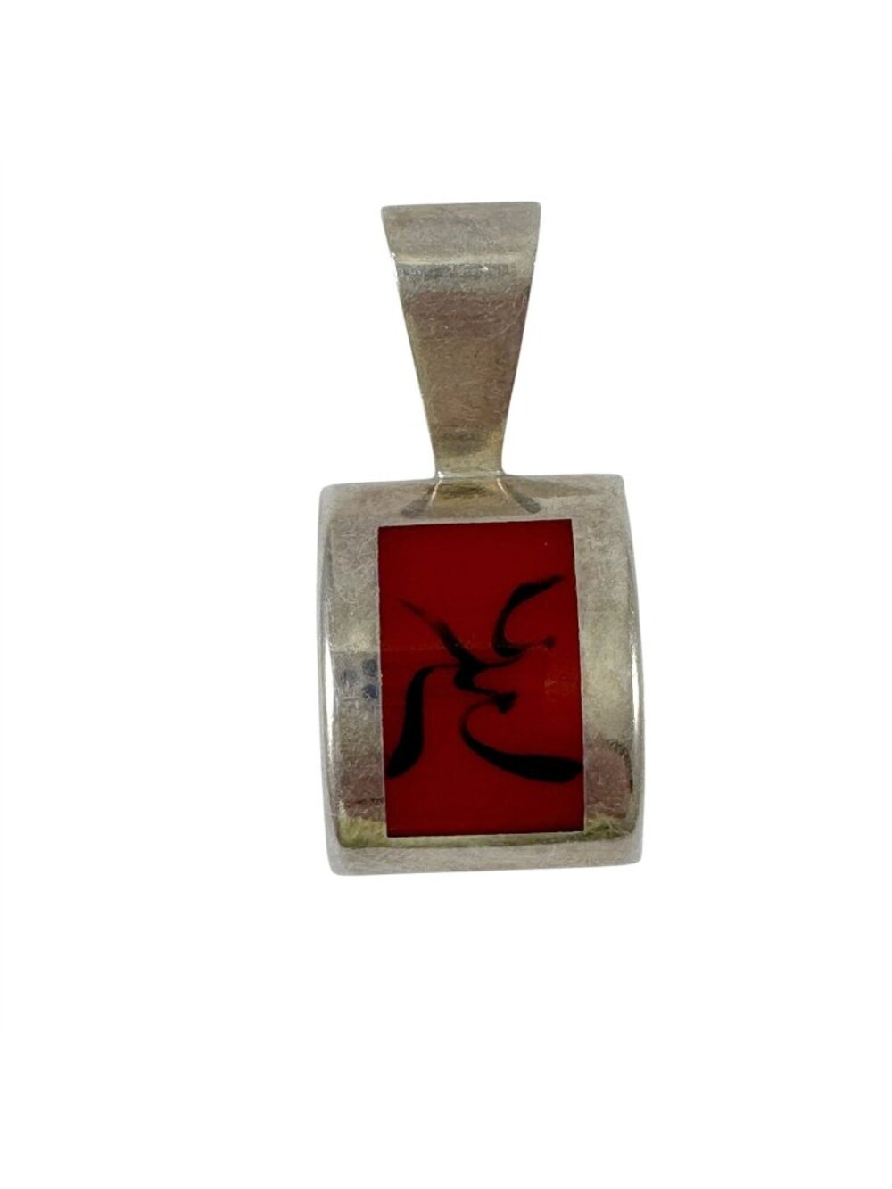 Silpada Red Jasper Stone and Sterling Silver Pendant 925 Mexico Oblong Domed
